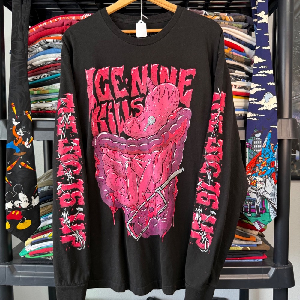 Black Ice Nine Kills Horror Graphic Long Sleeve Shirt Size Large - Thrashing